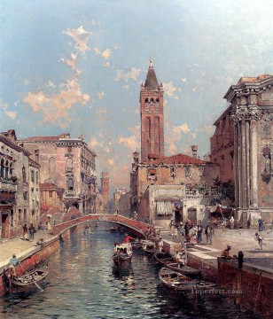 Río Santa Barnaba Venecia Franz Richard Unterberger Venecia Pinturas al óleo